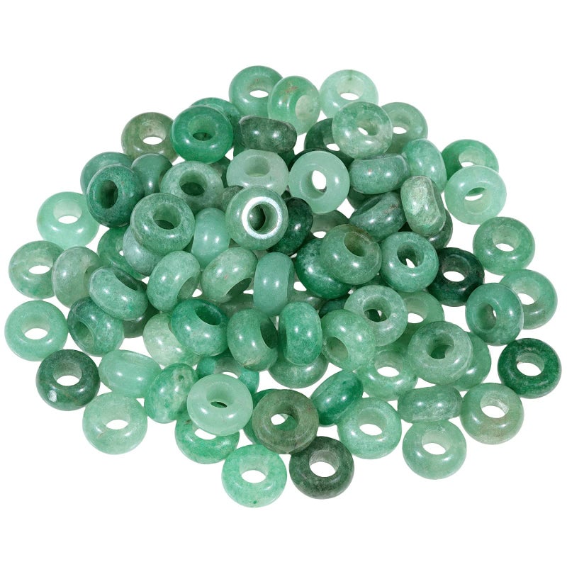 SUNYIK Green Aventurine Large Hole (6mm) Rondelle Loose Charms European Bead fits Bracelet,Jewelry Makings Pack of 20 - Image 1